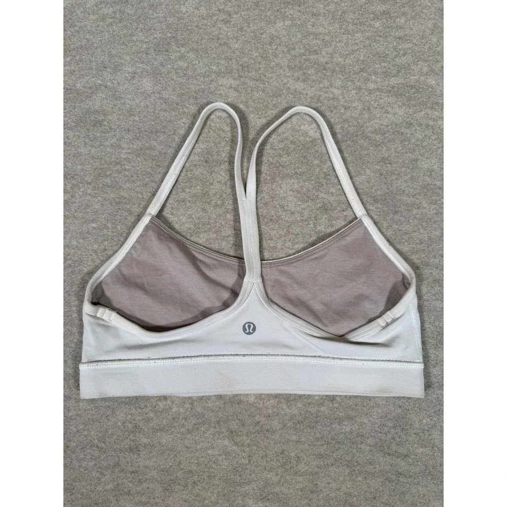 Lululemon Sports Bra Womens 8 White Racerback Stretch Yoga Athletic Gym Running